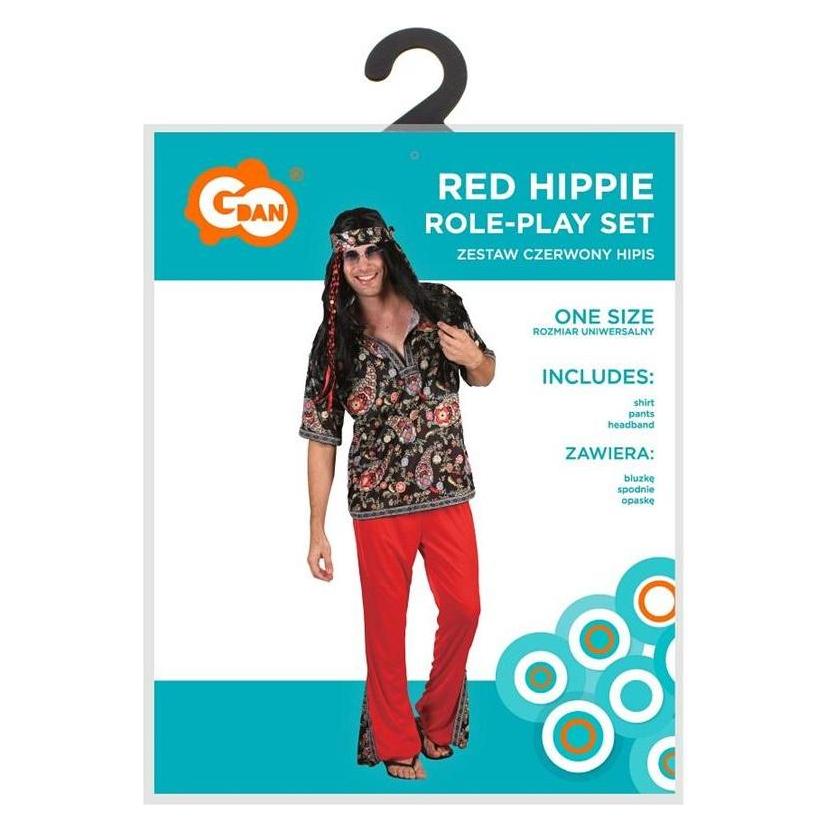 GoDan Rotes Hippie-Kostüm für Erwachsene, Universalgrösse. (One Size) (54612850)