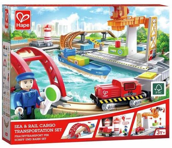 Circuit de train de cargaison avec port maritime - Hape