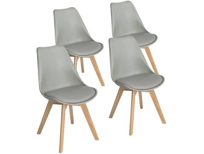 DORAFAIR Lot de 4 chaises - Gris - Scandinave - Pieds bois