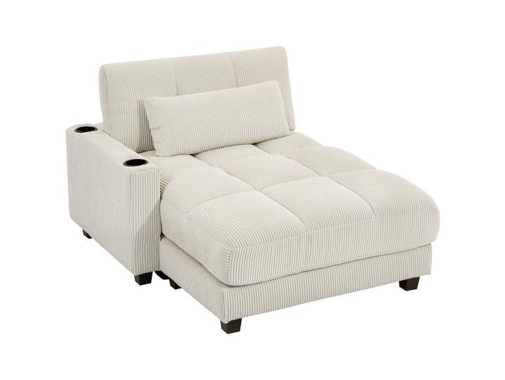 Homcom Schlafsofa Polyester Mehrschichtenplatte Cremeweiß, 114x86x147 cm, Babymöbel & Kindermöbel, Kinderzimmer & Jugendzimmer, Schlafsofas