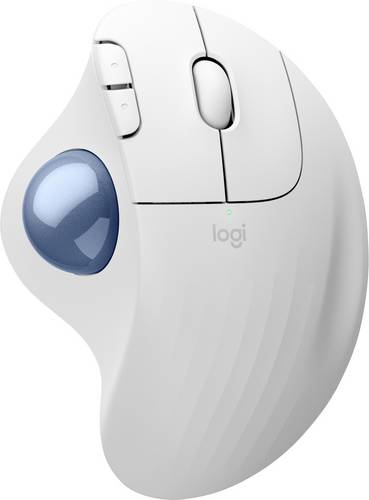 Logitech ERGO M575S Trackball Bluetooth, Kabellos Blau, Weiß 5 Tasten 2000 dpi Daumenrad, mit Trackball, Geräuscharme Tasten
