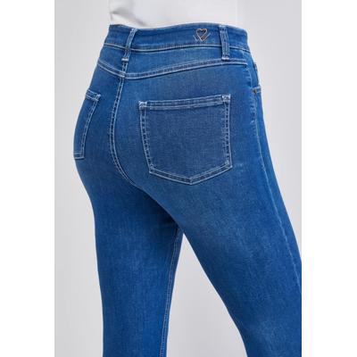 Bootcut-Jeans WONDERJEANS, Damen, Gr. 44, Länge 32, blau (authentic brilliant blau), Denim/Jeans, Obermaterial: 87% Baumwolle, 9% Polyester, 4% Elasthan, bootcut fit lang, Jeans, Ultimativ bequem auch im Sitzen