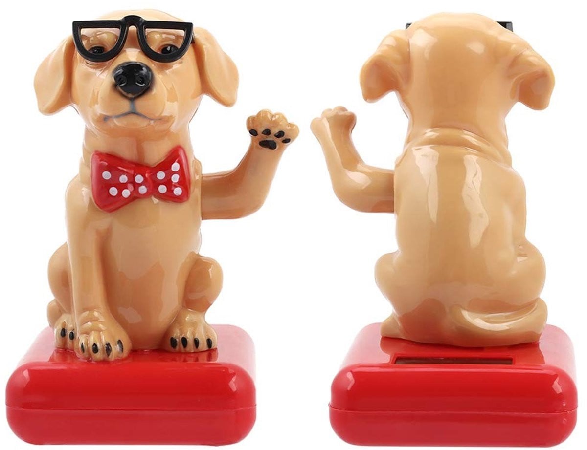 Dailygoods Zonne-energie Auto Decor Schattige Hond Grappige Zwenkarm Goud