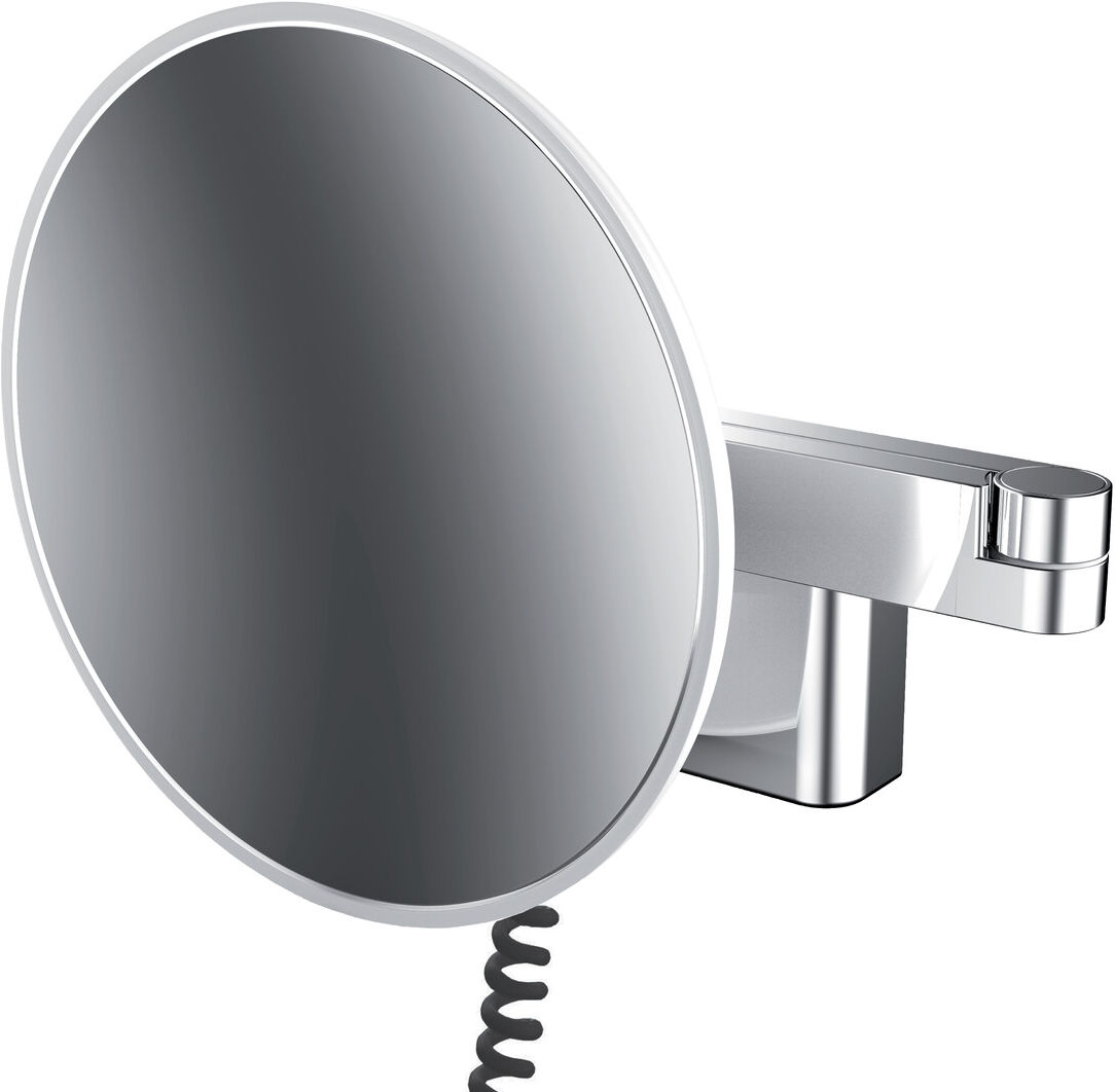 Emco evo LED rasage / Miroirs cosmétiques chrome, grossissement triple, Ø 209 mm, rond, fiche, système d'éclairage