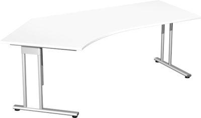 Winkelschreibtisch 135° PALENQUE, C-Fuß, Winkel rechts, B 2165 x T 800/1130 x H 720 mm, weiß