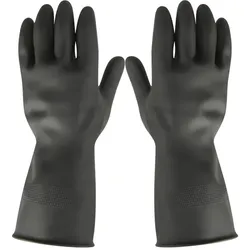 Chemikalien Schutzhandschuhe Thor Black Heavy Duty L Gr. 9, geeignet für Lebensmittel, mit Rollrand, puderfrei