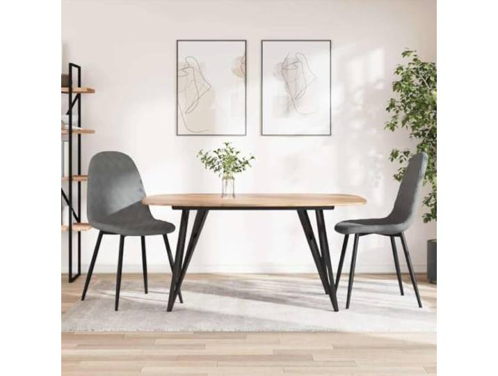 HMDNGOUT Esszimmerstühle 2 STK. Hellgrau Samt Minimalistisch und elegant, dicke weiche Polsterung, ergonomisch, pulverbeschichtete Metallbeine, 110 kg pro Sitzplatz