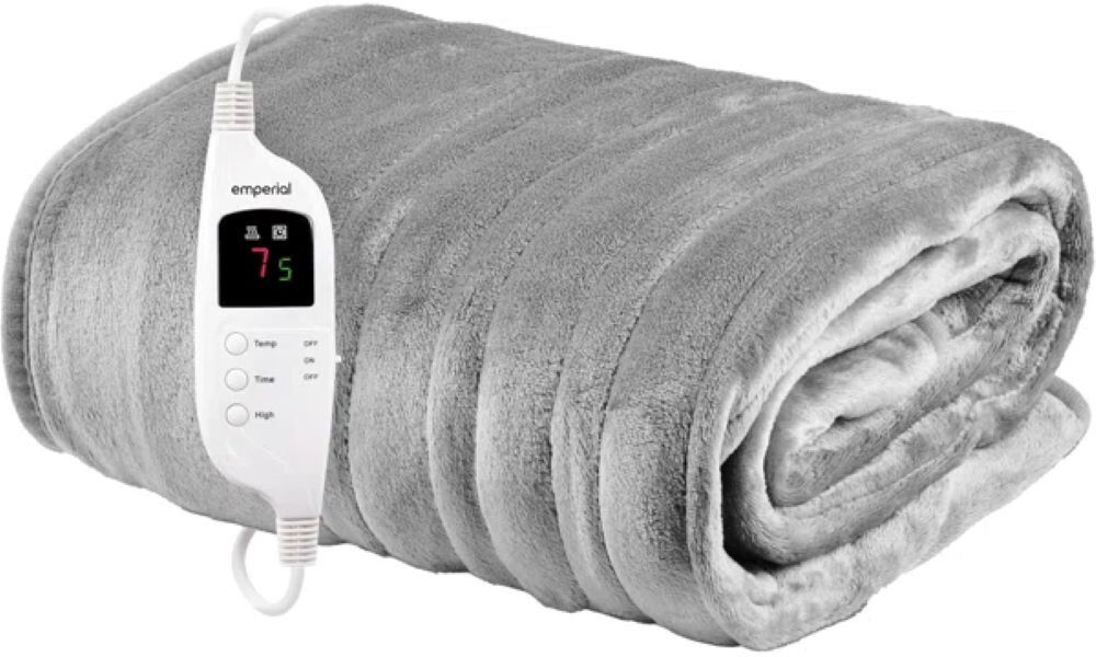 Emperial Heated Throw - Electric Heated Blanket, Machine Washable Soft Fleece with Digital Remote, Timer & 9 Heat Settings - Navy Grey 130cm W X 160cm L