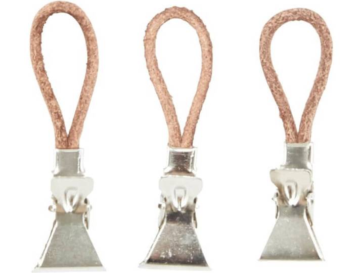 Meraki handdoek clips leer 10 stuks - BadkameraccessoiresKeukenaccessoires - koolstofstaal- leer - 5 centimeter x 1\,5 centimeter