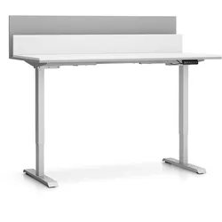 Büroschreibtisch SINGLE LAYERS, 160x80 cm, mit Trennwänden, verstellbare Metallgestell, weiß/grau