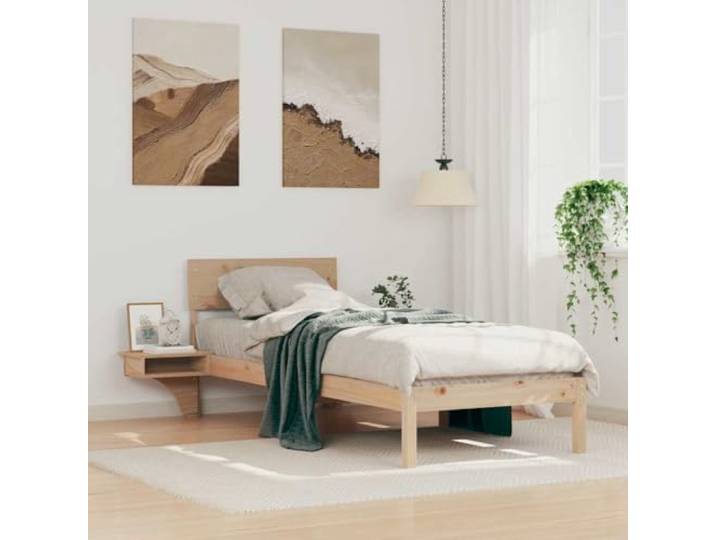 YUTAASU Bettgestell Massivholz Kiefer 75x190 cm Braun Ohne Lattenrost Nutzbar, Einfache Montage, Pflegeleicht, Modernes Design