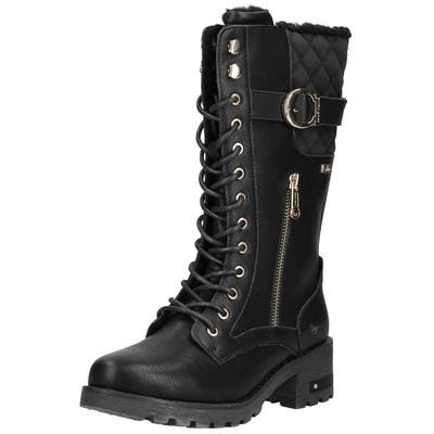 Schnürstiefel MUSTANG SHOES "Mustang Shoes Stiefel Lederimitat", Damen, Gr. 40, schwarz, Lederimitat, Schuhe Schnürstiefel