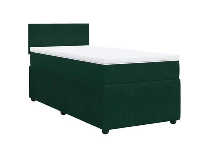 PUGYNBK Boxspringbett aus Samt, Dunkelgrün, 80 x 200 cm Taschenfedern, atmungsaktiver Matratzenschoner, waschbarer Bezug, Lattenrost