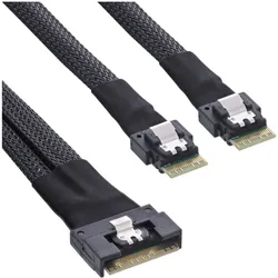 INLINE Slim SAS Kabel, SFF-8654 8i zu 2x SFF-8654 4i, 0,5m