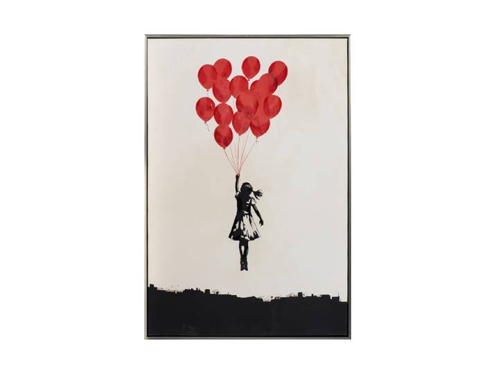 Handgemaltes, gerahmtes Bild „Flying Ballon Girl“ 60 x 90 cm Multicolor Crea Collection