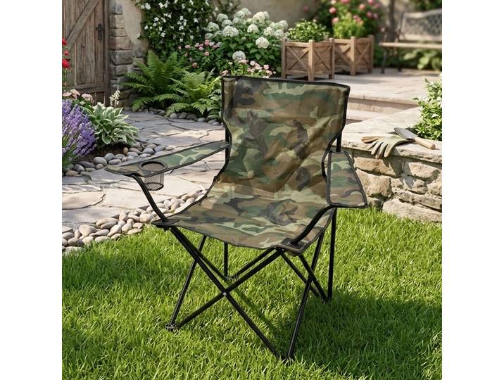 Camping-Stuhl, klappbar mit Getränkehalterung, camouflage