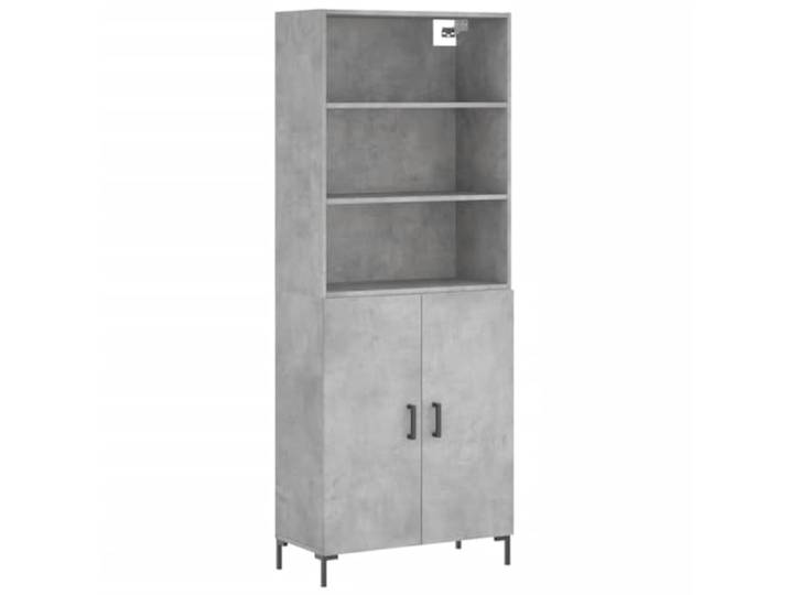 GHVBNMF Highboard Betongrau 69,5x34x180 cm Holzwerkstoff Schrank 2-teilig Elegant zweiteiliges Highboard in Betongrau mit stabilen Metallfüßen und viel Stauraum für Wohnzimmer oder Flur.