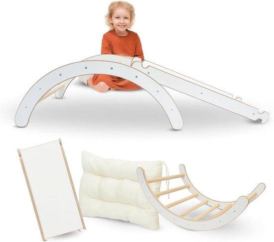 MAMOI Klimrek Set met Speelhuisje - 3-in-1 Functie voor Motorische Ontwikkeling - Wit Beige