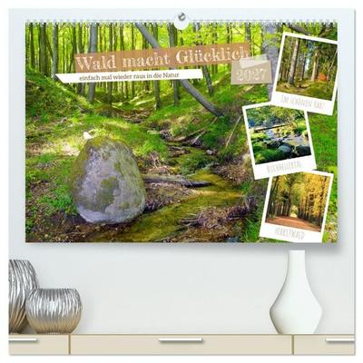 Wald macht glücklich (hochwertiger Premium Wandkalender 2027 DIN A2 quer), Kunstdruck in Hochglanz