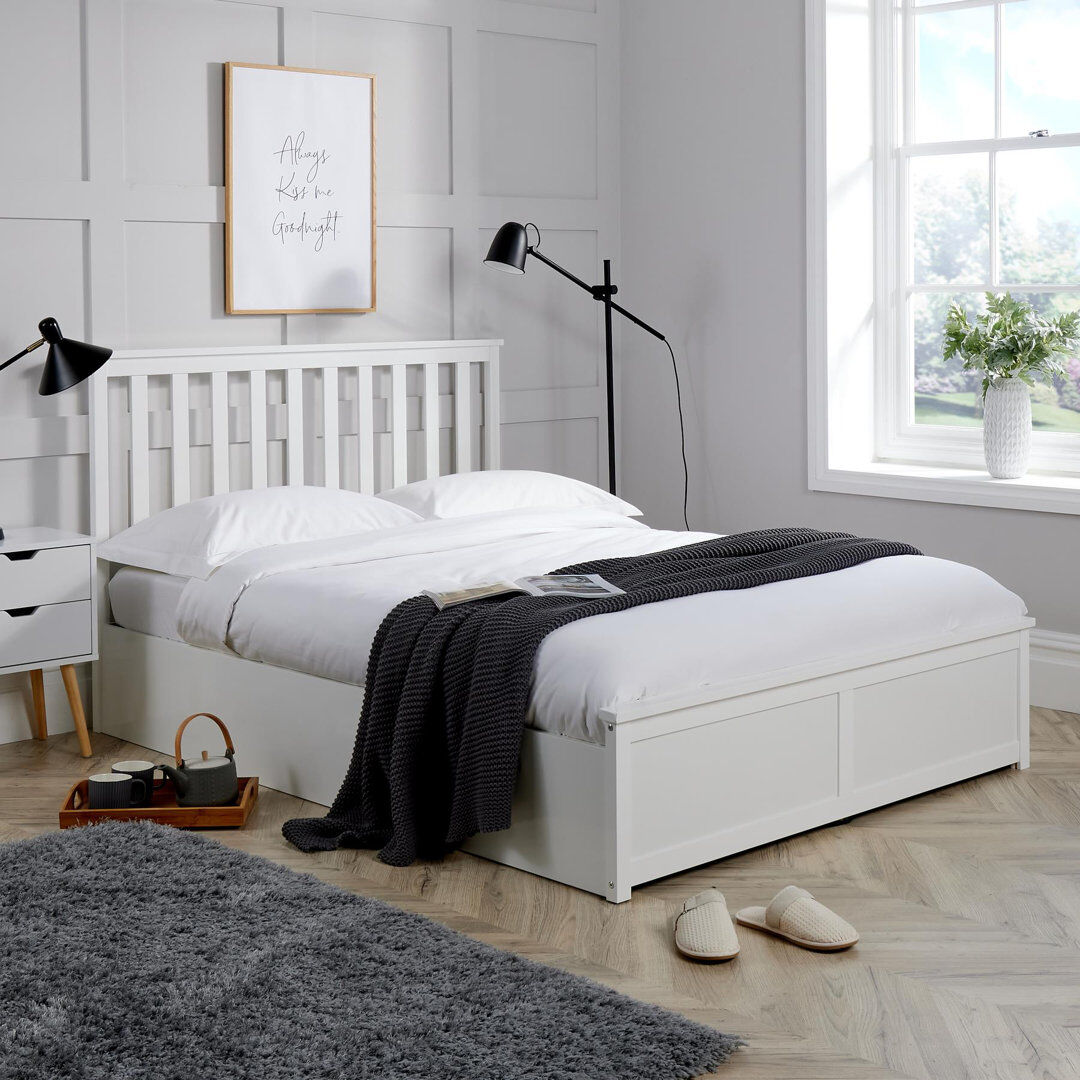 ClassicLiving Florida Wooden Ottoman Storage Bed White Double
