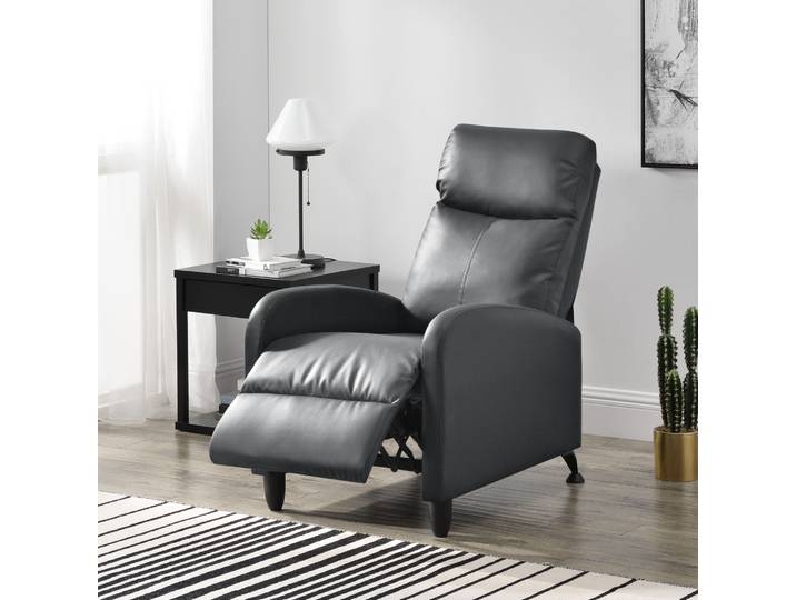 Fauteuil de relaxation Bregenz Fauteuil de relaxation 102x60x92 cm Fauteuil de télévision Fauteuil avec dossier réglable Fauteuil TV en simili cuir Gris [en.casa]