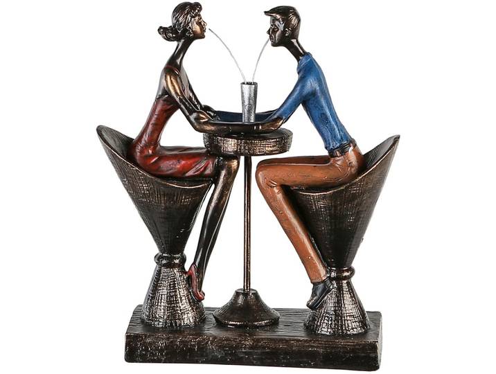 Dekofigur CASABLANCA BY GILDE Skulptur Table for two , braun (bronzefarben), B:21cm H:25cm T:8cm, Kunstharz, Dekofiguren, Dekofigur, Bunte Kleidung, Antikfinish, Holzoptik-Basis