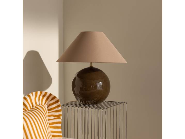 Iris 45 Tischleuchte braun Textil 45 cm - Globen Lighting - Wohnzimmer - Design - Stoff / Textil - Einflammig