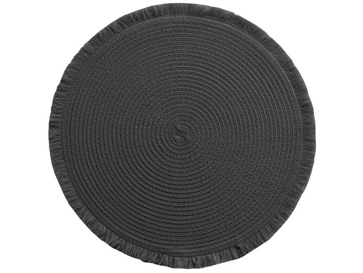 Tischset mit Fransen rund, Platzdeckchen aus Polyester, schwarz, 38 x 38 cm