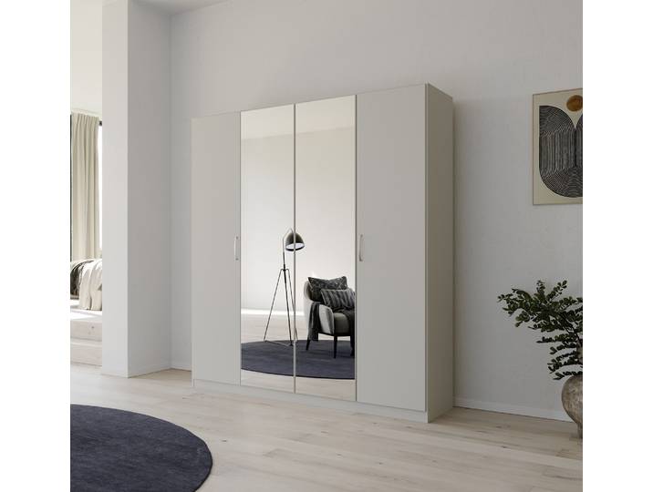 Kleiderschrank Drehtürenschrank Quadra-Spin , mit Spiegeltüren , seidengrau , verschiedene Größen