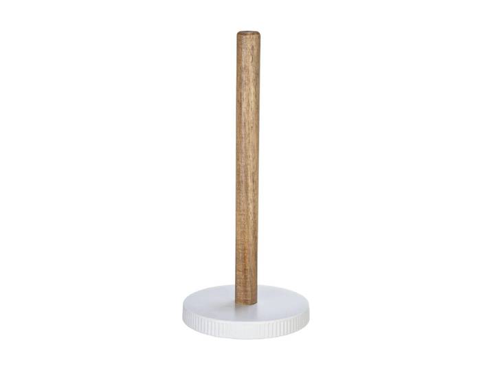 Küchenrollenhalter WENKO Refia , braun (braun, weiß), B:14cm H:32cm Ø:14cm, Holz, Keramik, Küchenrollenhalter, Küchenrollenhalter