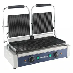 GastroHero Kontaktgrill ECO Doppel Kontaktgrill gerillt 3,6 kW Panini Grill Gastro Grill Sandwichgrill
