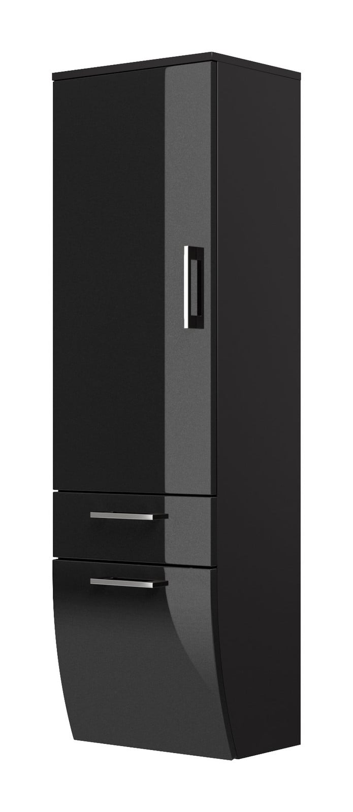 Posseik Hoge kast met deuren en laden voor de badkamer, antracietkleur, Hoogte: 134,5 cm