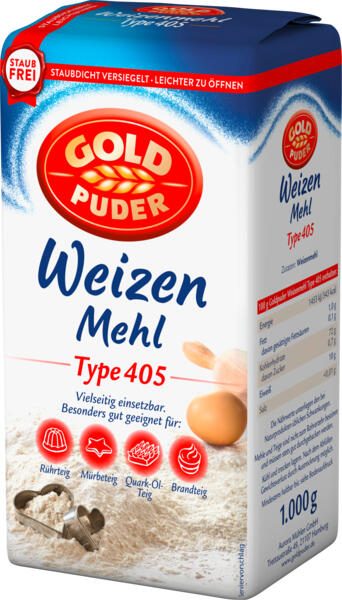 GOLDPUDER Weizenmehl Type 405 1,0 kg 130674005