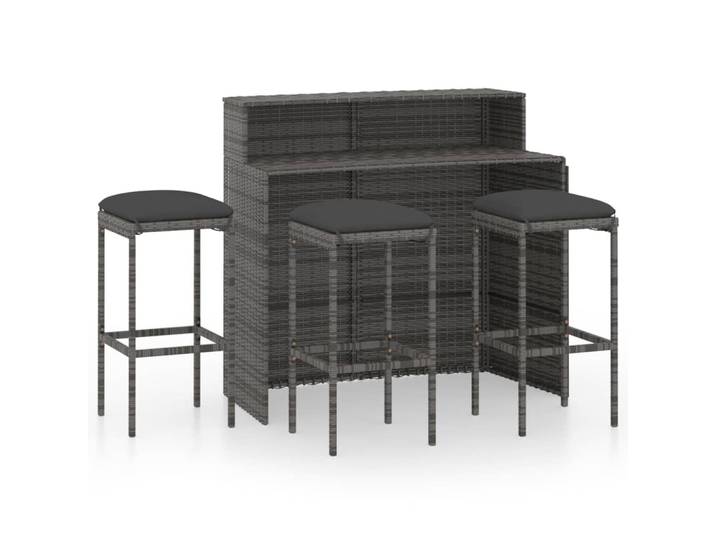vidaXL Ensemble bar de jardin 4 pièces avec coussins Gris