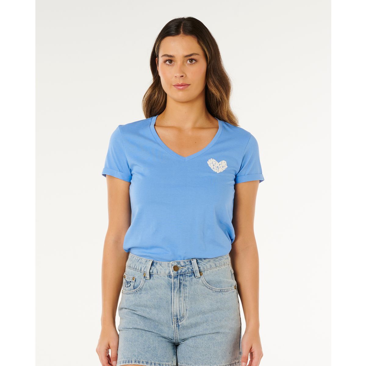 RipCurl RC Heart V Neck Tee cornflower blue (2404) XS 0MXWTE-2404-XS