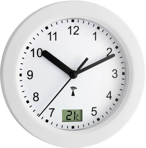 TFA Dostmann 60.3501 Funk Wanduhr 17.5 cm x 55 mm Weiß Badezimmer-/Feuchtraum geeignet