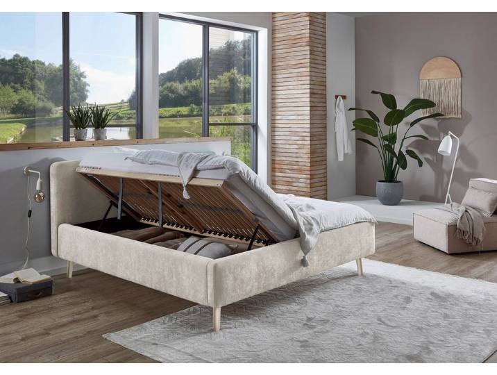 meise.möbel Stauraumbett Mattis, Skandinavisches Design, mit Bettkasten, Webstoff