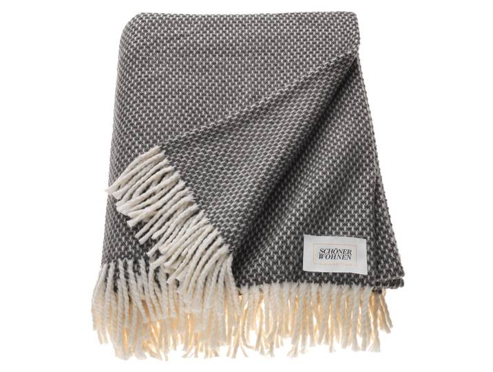 Schöner Wohnen Plaid Sw-Zen, Creme, Dunkelgrau, Beige, Struktur, 140x200 cm, Fransen, Heimtextilien, Wohntextilien, Decken, Plaids