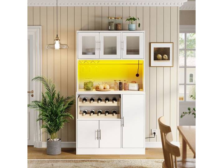 Meuble de cuisine blanc 100x40x180 cm Blanc MDF buffet salon meuble rangement ce meuble de cuisine moderne séduit par