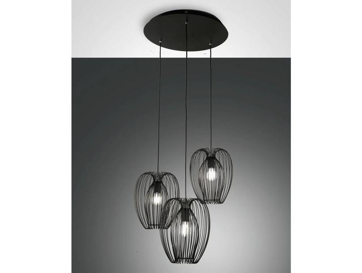 Fabas Luce Hängeleuchte Camp, Schwarz, Metall, 200 cm, höhenverstellbar, Lampen & Leuchten, Innenbeleuchtung, Hängeleuchten, Pendelleuchten