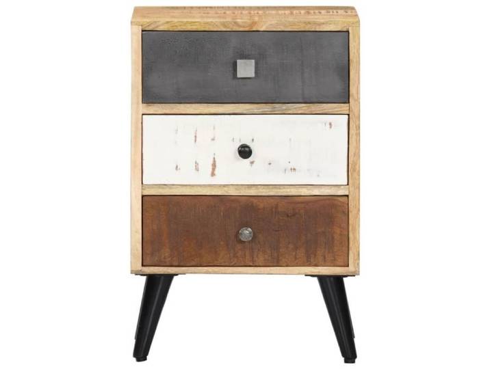 BINGO BINGO Table de nuit Scandinave - 40x30x60 cm Bois de manguier massif - 3 tiroirs de 3 couleurs différentes 14991
