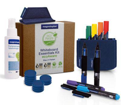Magnetoplan Whiteboard Essentials Kit, blau, mit PRO+ Markern, Wischer, Reiniger, Tray & Magneten