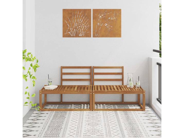 vidaXL Outdoor End Sofa 2 Stück Natur 182,5 x 63 x 73 cm
