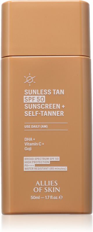 Allies of Skin Sunless Tan SPF 50 Sunscreen + Self-Tanner crème solaire avec effet auto-bronzant SPF 50 50 ml