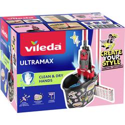Vileda 183751 Vileda ULTRAMAX MY STYLE Box - Cleaning Lovers Bodenwischer-Set Anthrazit, Rot 1 St.