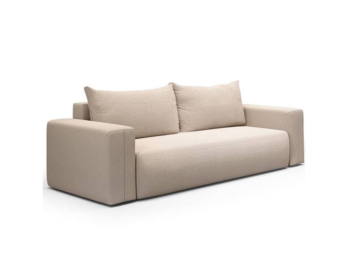 Canapé droit convertible droit 3 places en tissu beige