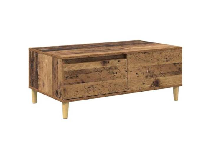 KUTYWEXFM Couchtisch mit Schublade Altholz 90x50x35cm Holzwerkstoff Praktischer Beistelltisch fürs Wohnzimmer mit offenem Ablagefach für Zeitschriften und clever unterteilter Stellfläche.