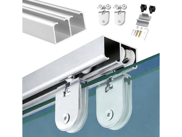 Schiebetürschiene, Schrank-Schiebetürschiene, Silent Glide Glasschiebetür-Oberschiene, Innenglastür-Doppelschiene und Hardware-Set
