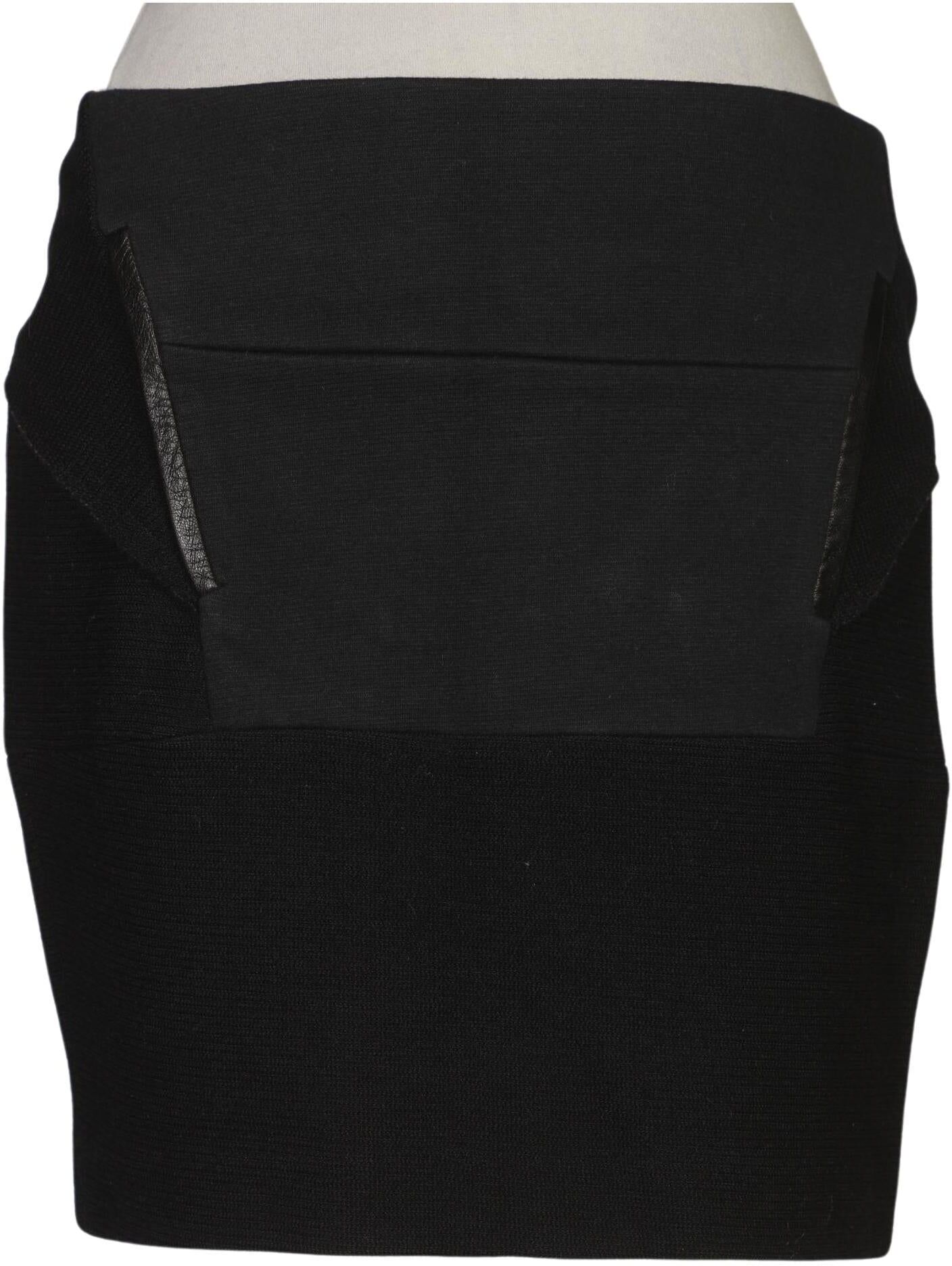 Sandro Damen Rock, Schwarz, Gr. EU 36 (Sandro 1), Baumwolle / Synthetik / Leder - Second Hand
