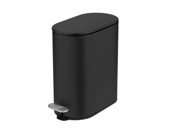 Wenko Badmülleimer 5 Liter Collungo 29,5/14/28,5 cm, Schwarz, Metall, 14x28.5x29.5 cm, Badaccessoires, Abfalleimer
